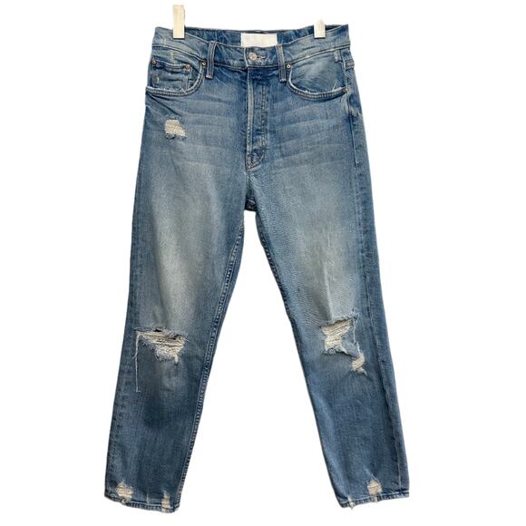 Mother Superor Jeans The Tomcat High Rise Straight Button Fly Distressed 27